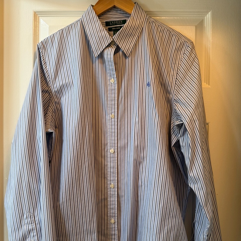 LAUREN RALPH LAUREN Women’s Cotton Button Front Silhouette Blouse-Size XL